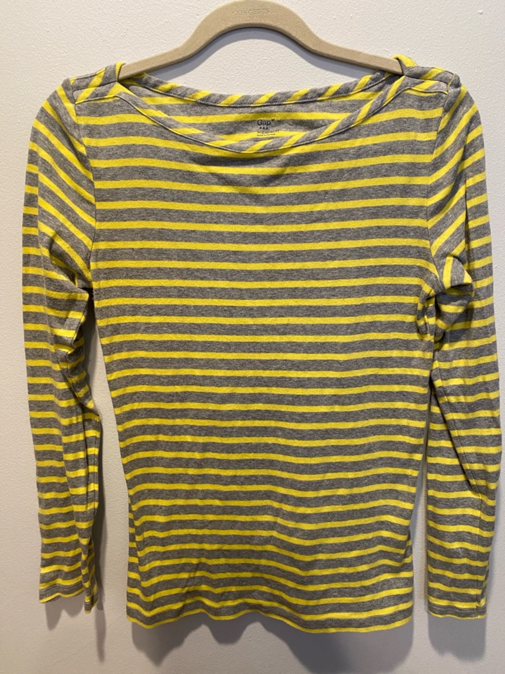 GAP Women's Striped Long Sleeve Top in Yellow and Gray size Medium